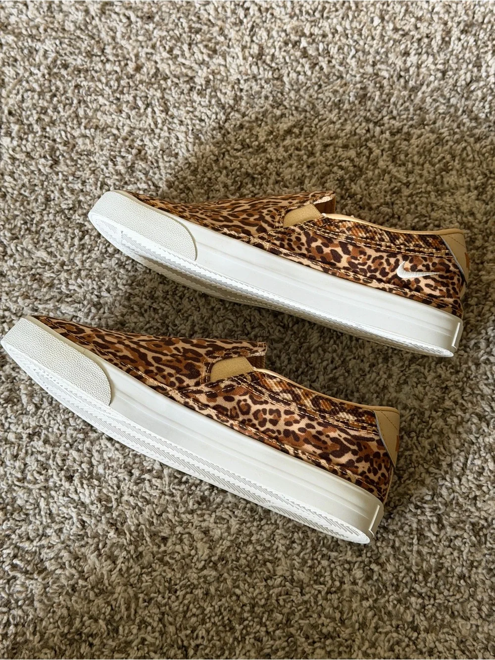 Nike Leopard-Print Slip-On Sneakers in Tan/Brown